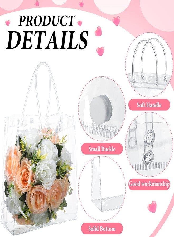 Reginary 85 Pcs Clear PVC Gift Bags with Handles Plastic Transparent Wrap Bags Bulk Reusable Bride Favor Totes for Shopping Wedding Baby Shower Birthday Party(9.84 x 9.84 x 3.54 Inch) - Image 3
